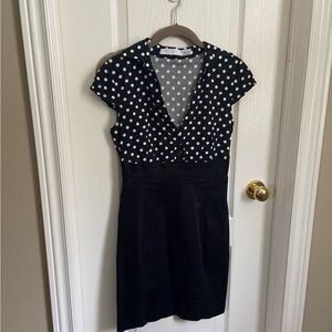 Black and white polka dot dress.